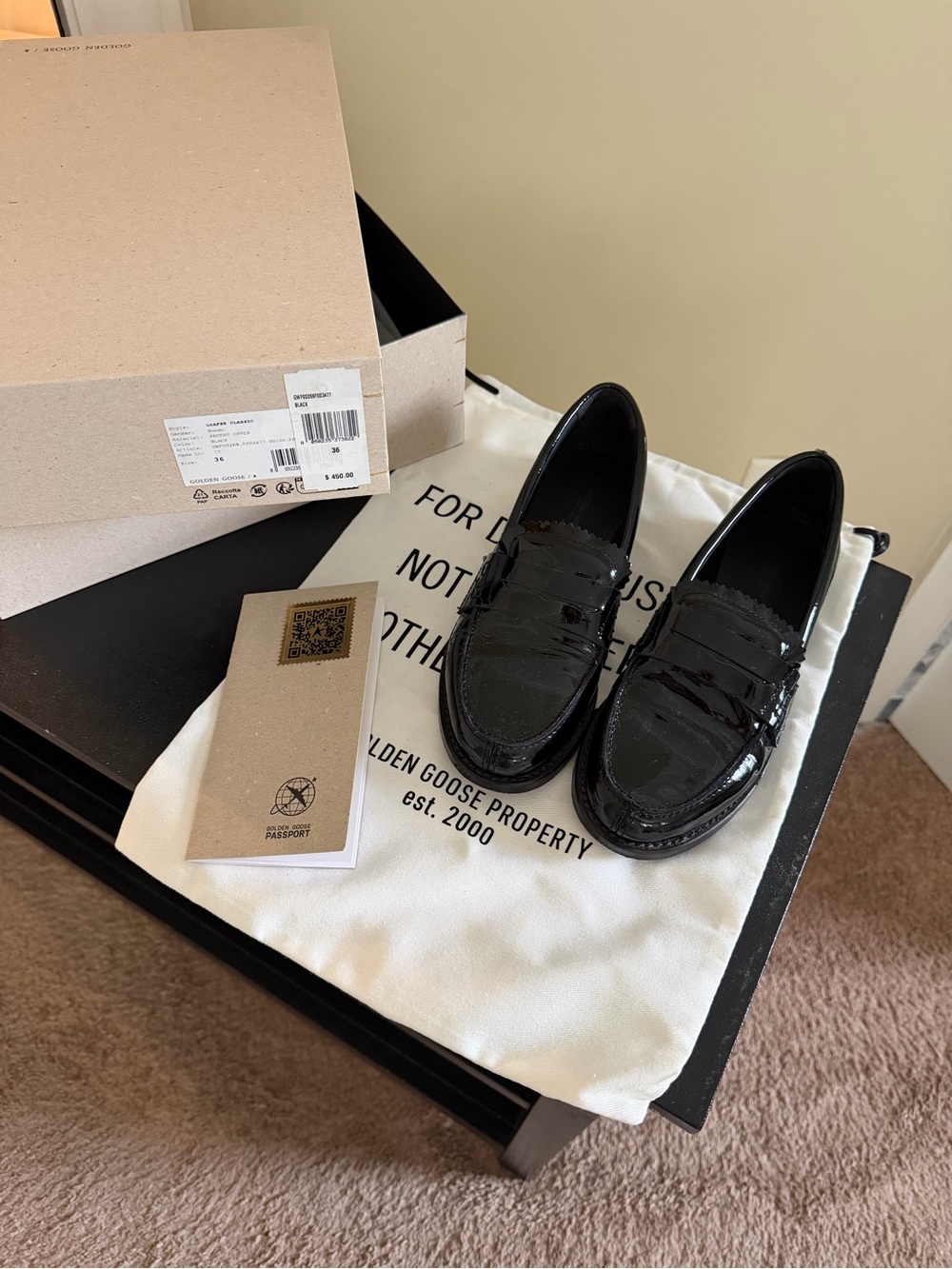 Golden Goose Black Patent Leather Penny Loafers